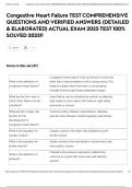 Congestive Heart Failure TEST COMPREHENSIVE QUESTIONS AND VERIFIED ANSWERS &lpar;DETAILED & ELABORATED&rpar; ACTUAL EXAM 2025 TEST 100&percnt; SOLVED 2025&excl;&excl;