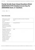 Florida Termite Exam Missed Questions EXAM QUESTIONS WITH Detailed Answer Key For &lpar;2025&vert;2026&rpar; Exam&comma; A&plus; Solutions