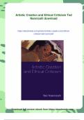 Artistic Creation and Ethical Criticism Ted Nannicelli - PDF Download