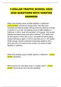 5 DOLLAR TRAFFIC SCHOOL 2025&sol;  2026 QUESTIONS WITH VERIFIED  ANSWERS