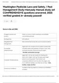 Washington Pesticide Laws and Safety &sol; Pest Management Study Manuady Manual study set COMPREHENSIVE questions answered&comma; 2025 verified graded A&plus; already passed&excl;