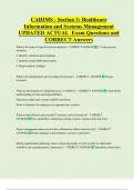 CAHIMS - Section 3&colon; Healthcare  Information and Systems Management  UPDATED ACTUAL  Exam Questions and  CORRECT Answers