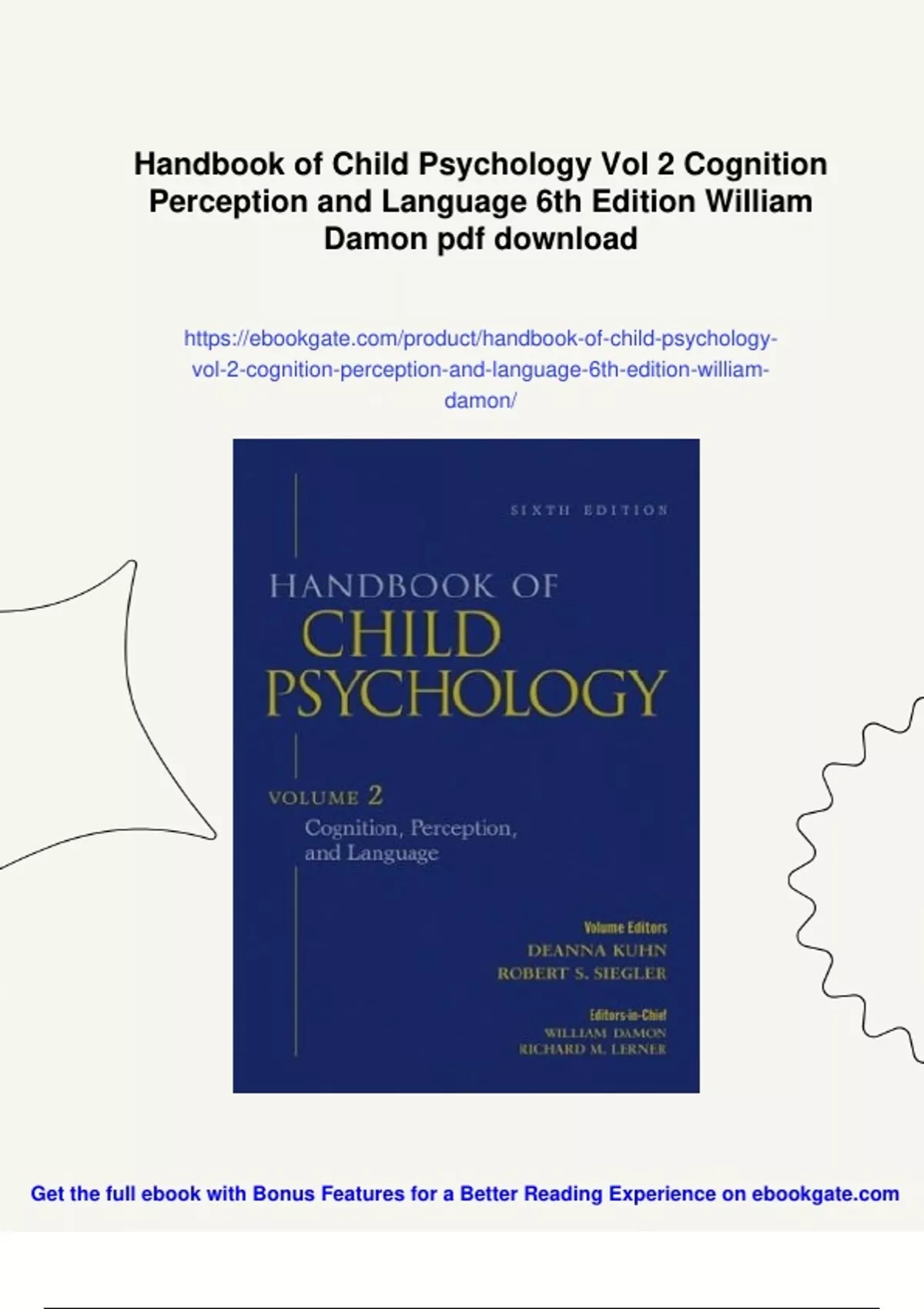 Summary Handbook of Child Psychology Vol 2 Cognition Perception and ...