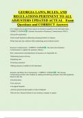 GEORGIA LAWS, RULES, AND  REGULATIONS PERTINENT TO ALL  ADJUSTERS UPDATED ACTUAL   Exam  Questions and CORRECT Answers