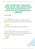 Maternal Child Exam 1 &lpar;Rasmussen College Summer 2020 Updated Review&rpar; Study Guide Actual Questions and Answers &lpar;A&plus; Guide Solution&rpar; Newest 2025&sol;2026  