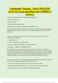 Community Nursing &ndash; Final UPDATED  ACTUAL Exam Questions and CORRECT  Answers