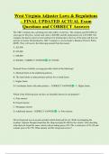 West Virginia Adjuster Laws & Regulations &ndash; FINAL UPDATED ACTUAL Exam  Questions and CORRECT Answers