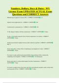 Numbers&comma; Dollars&comma; Days & Dates - WV  License Exam UPDATED ACTUAL Exam  Questions and CORRECT Answers