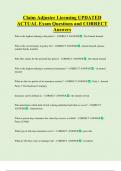 Claim Adjuster Licensing UPDATED  ACTUAL Exam Questions and CORRECT  Answers