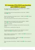 WV Licensing UPDATED Exam Questions  and CORRECT Answers 