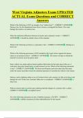 West Virginia Adjusters Exam UPDATED  ACTUAL Exam Questions and CORRECT  Answers