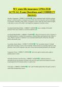WV state life insurance UPDATED  ACTUAL Exam Questions and CORRECT  Answers 