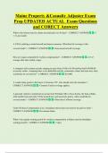 Maine Property &Casualty Adjuster Exam  Prep UPDATED ACTUAL  Exam Questions  and CORECT Answers
