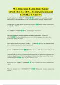 WV Insurance Exam Study Guide  UPDATED ACTUAL Exam Questions and  CORRECT Answers