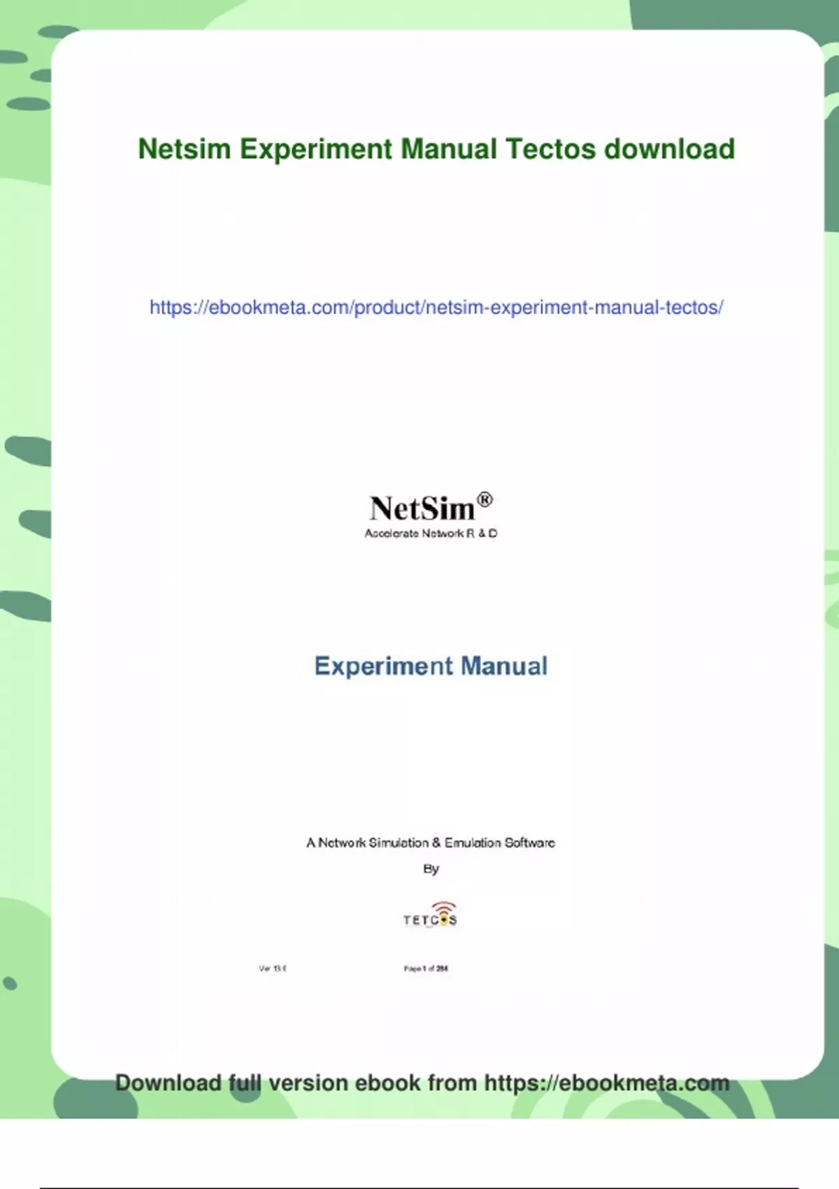 Summary Netsim Experiment Manual Tectos - Digital Download - Ebookmeta ...
