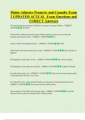 Maine Adjuster Property and Casualty Exam  2 UPDATED ACTUAL  Exam Questions and  CORECT Answers 