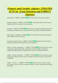 Property and Casualty Adjuster  UPDATED  ACTUAL  Exam Questions and CORECT  Answers 