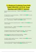 VA Registered Technician Exam Study  Guide UPDATED  ACTUAL  Exam  Questions and CORECT Answers