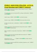 PUBLIC ADJUSTER UPDATED   ACTUAL   Exam Questions and CORECT Answers
