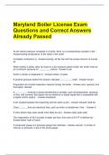 Maryland Boiler License Exam Questions and Correct Answers Already Passed