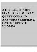  ATI NR 293 Pharmacology Final Review &ndash; Verified Questions and Answers &ndash; 2025&sol;2026 Updated Edition