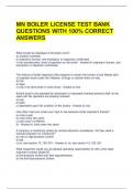 MN BOILER LICENSE TEST BANK QUESTIONS WITH 100&percnt; CORRECT ANSWERS 