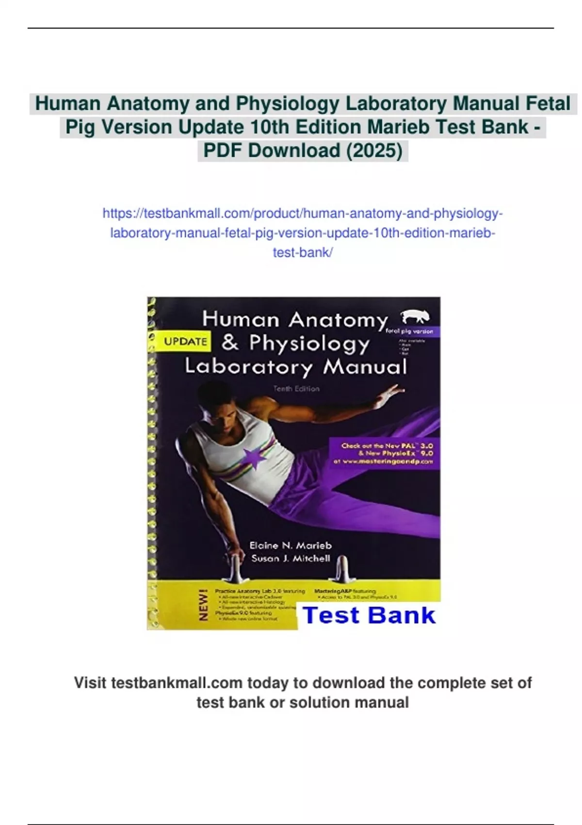 Summary Human Anatomy and Physiology Laboratory Manual Fetal Pig ...