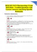 HESI RN NGN Pharmacology Exam 2025&sol;2026 &ndash; Verified Questions with Correct Answers and Drug-Specific Rationales