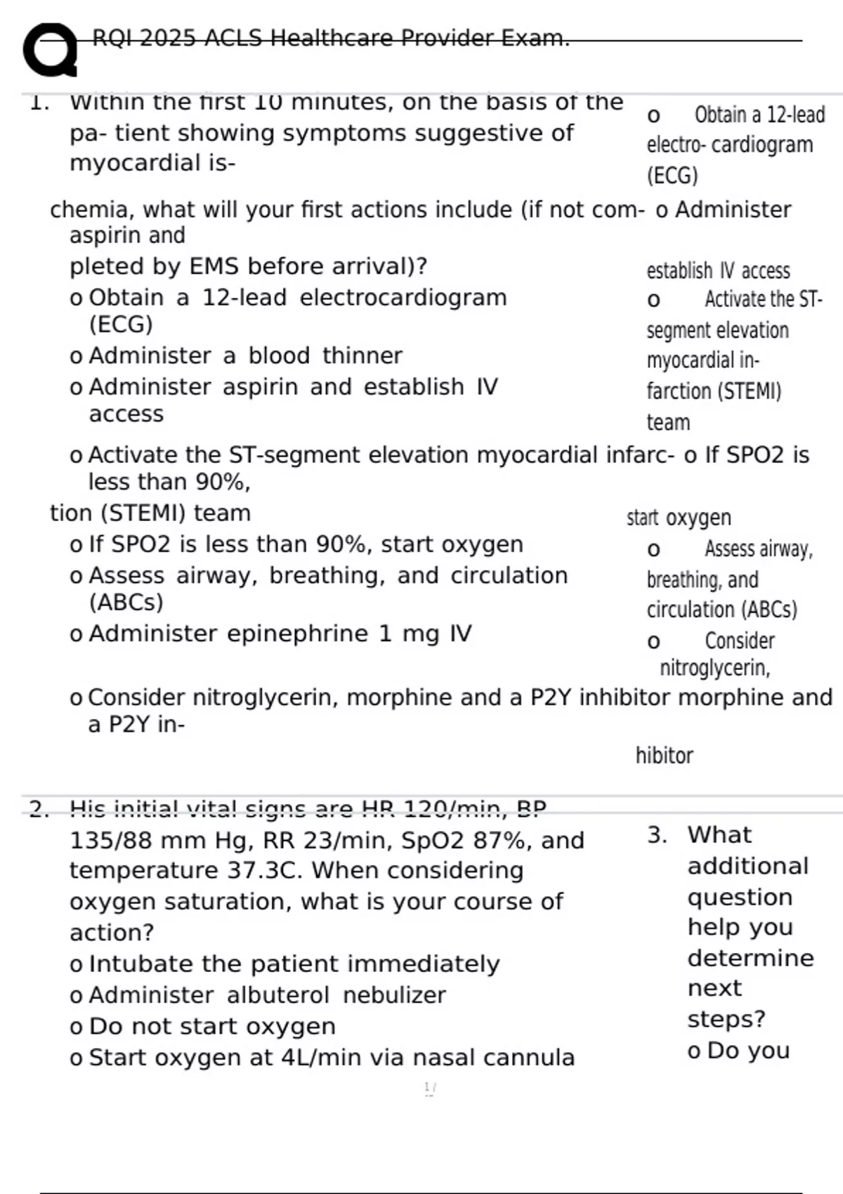 RQI 2025 ACLS Healthcare Provider Exam. - AHA ACLS - Stuvia US