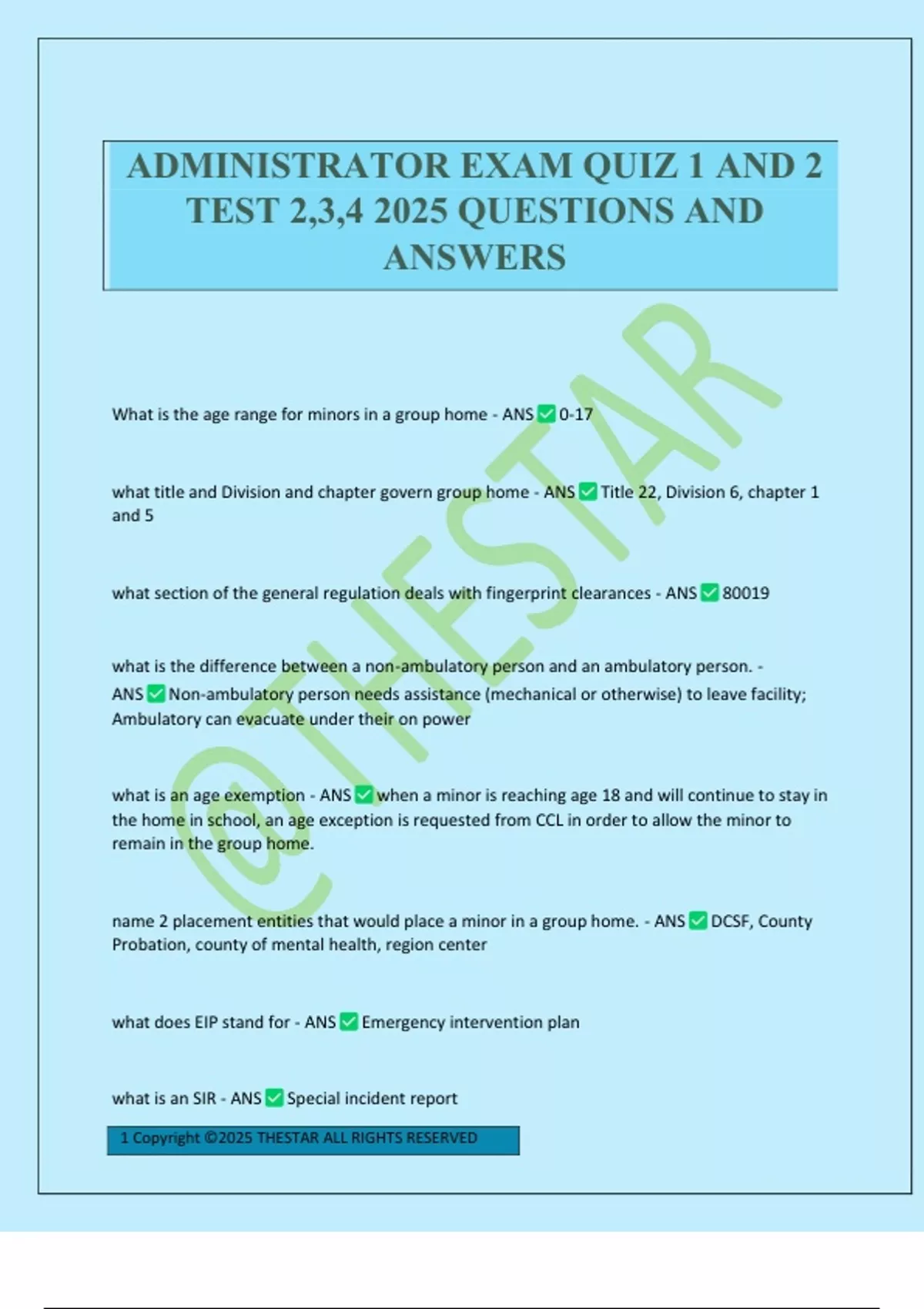 ADMINISTRATOR EXAM QUIZ 1 AND 2 TEST 2,3,4 2025 QUESTIONS AND ANSWERS ...