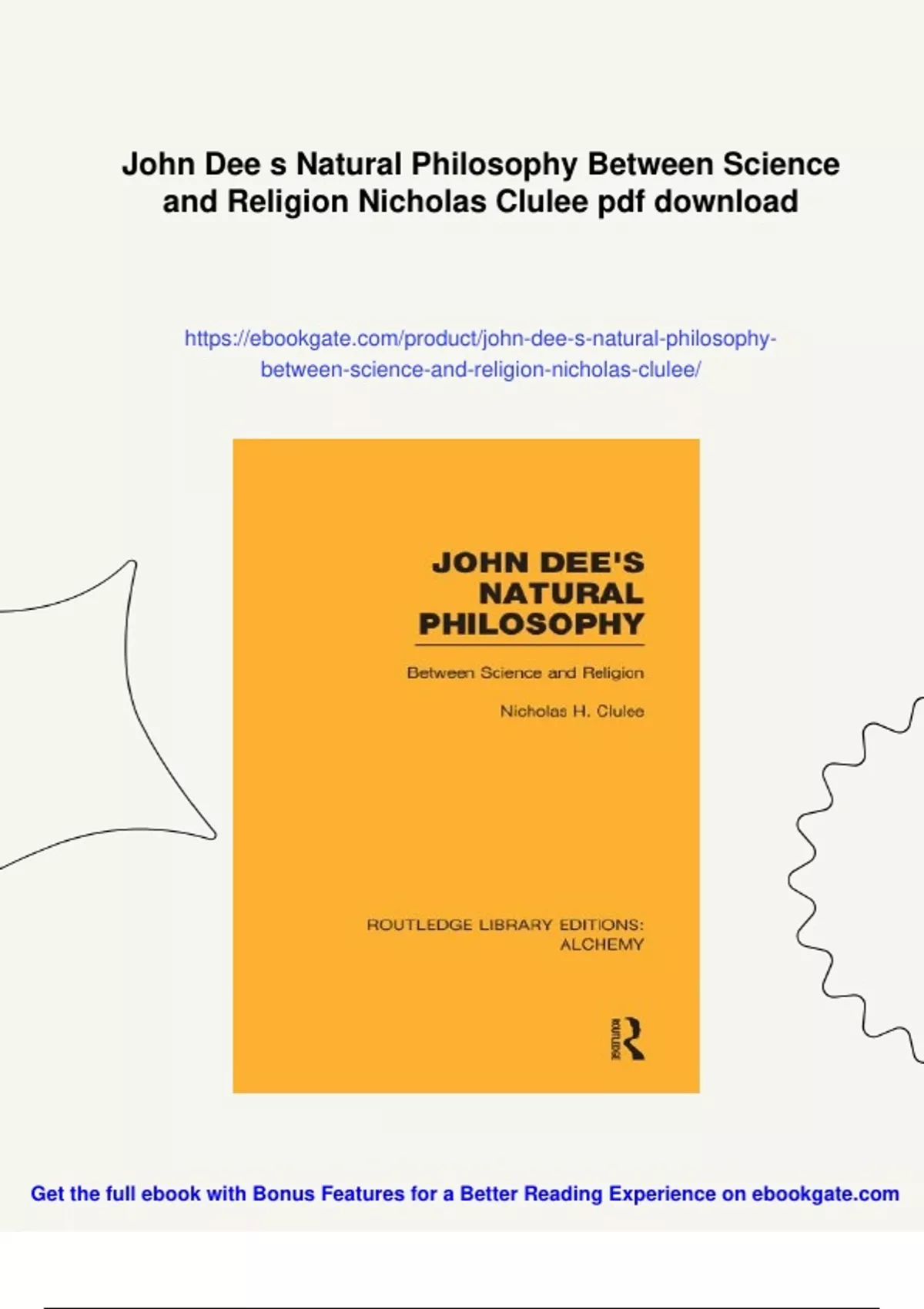 Summary John Dee s Natural Philosophy Between Science and Religion ...