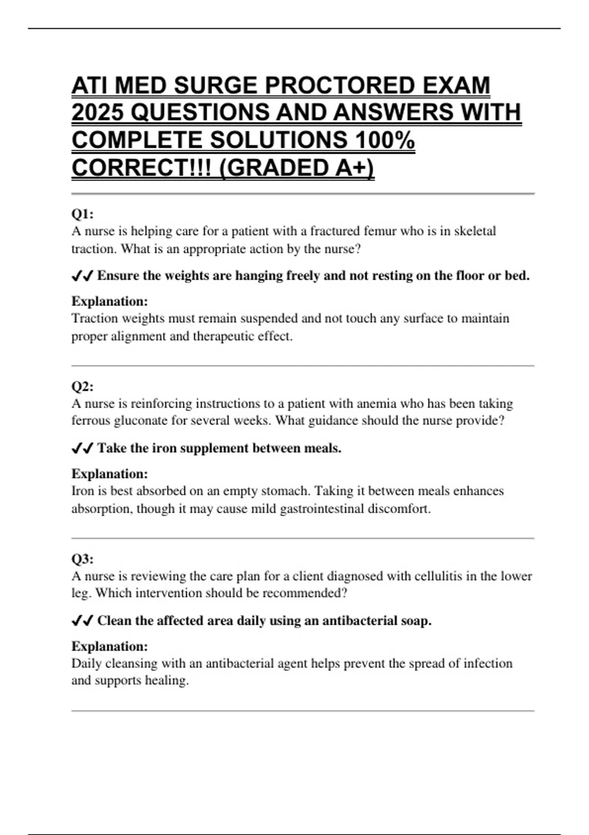 ATI MED SURGE PROCTORED EXAM 2025 QUESTIONS AND ANSWERS WITH COMPLETE ...