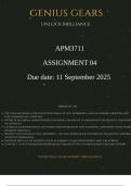 APM3711 Assignment 4 2025 &lpar;Accurate Solutions&rpar; Due 11 September 2025