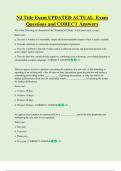 NJ Title Exam UPDATED ACTUAL  Exam  Questions and CORECT Answers 