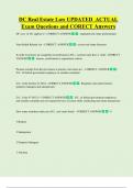DC Real Estate Law UPDATED  ACTUAL  Exam Questions and CORECT Answers