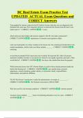 DC Real Estate Exam Practice Test  UPDATED  ACTUAL Exam Questions and  CORECT Answers