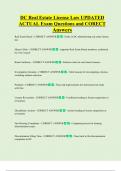 DC Real Estate License Law UPDATED   ACTUAL Exam Questions and CORECT  Answers 