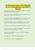 DC PM License Exam- LAW UPDATED   ACTUAL Exam Questions and CORECT  Answers