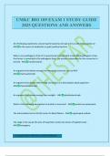 UMKC BIO 109 EXAM 1 STUDY GUIDE 2025 QUESTIONS AND ANSWERS