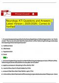 Neurology ATI Questions and Answers &vert; Latest Version &vert; 2025&sol;2026 &vert; Correct & Verified