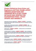 Oregon Esthetician Exam Rules and  Regulations &lbrack;ACTUAL EXAM&rsqb; LATEST  VERSION &lbrack;QUESTIONS AND  ANSWERS&rsqb; WITH STUDY GUIDE  DETAILED AND VERIFIED FOR  GUARANTEED PASS- LATEST  UPDATE 2025 GRADED A
