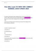 Post office exam 474 WITH 100&percnt; CORRECT ANSWERS&semi; LATEST UPDATE 2025