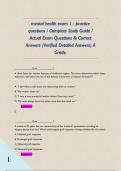 mental health exam 1 - practice questions &sol; Complete Study Guide &sol; Actual Exam Questions & Correct Answers &lpar;Verified Detailed Answers&rpar; A Grade&period; 