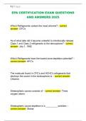 EPA CERTIFICATION EXAM QUESTIONS  AND ANSWERS 2025 