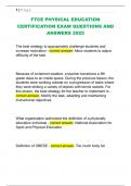 FTCE PHYSICAL EDUCATION  CERTIFICATION EXAM QUESTIONS AND  ANSWERS 2025
