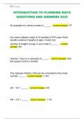 INTRODUCTION TO PLUMBING MATH  QUESTIONS AND ANSWERS 2025 