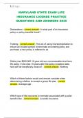 MARYLAND STATE EXAM LIFE  INSURANCE LICENSE PRACTICE  QUESTIONS AND ANSWERS 2025 