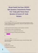 Mental Health Final Exam &lpar;NCLEX-Style Questions&rpar; Comprehensive Practice Test &sol; Study guide Newest Actual Questions & Answers &lpar;A&plus; Guide Solutions&period; 