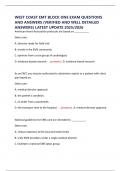 WEST COAST EMT BLOCK ONE EXAM QUESTIONS AND ANSWERS &lpar;VERIFIED AND WELL DETAILED ANSWERS&rpar; LATEST UPDATE 2025&sol;2026