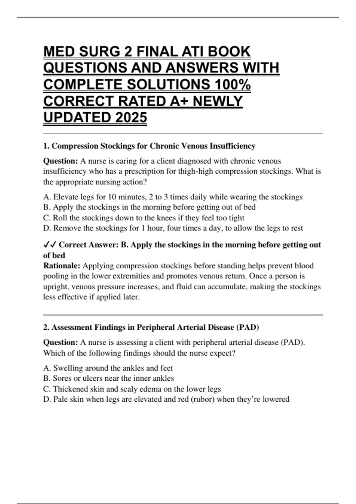 MED SURG 2 FINAL ATI BOOK QUESTIONS AND ANSWERS WITH COMPLETE SOLUTIONS ...